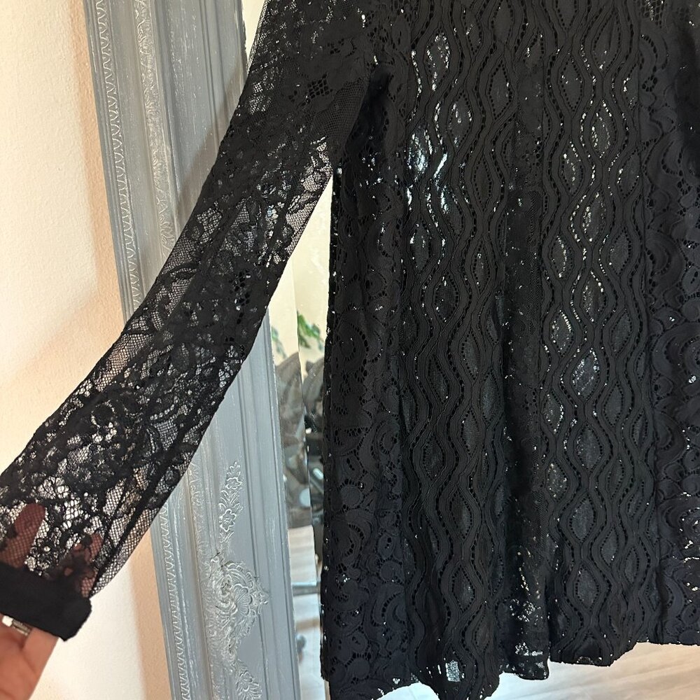 Maje ROSSA Black Lace Long Sleeve Romantic Goth Whimsigoth Mini Dress 2 - Picture 4 of 8